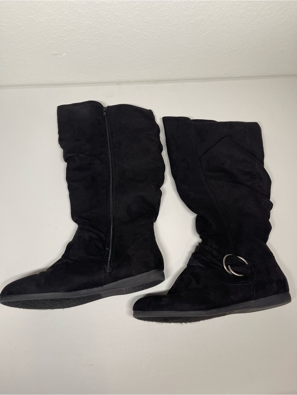 Cloudwalkers by Avenue Sasha Black Faux Suede Slouch Boots 11W Wide Calf